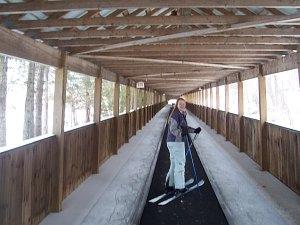 riding up the covered bridge lift next to mixing bowl