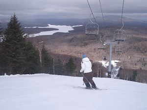 looking down the freefall trail at mount snow