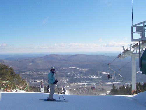 view from the summit of mount snow alongside the grand summit express ready to crank down upper exhibition